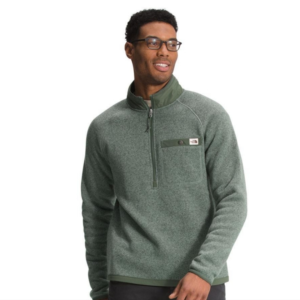 The North Face Men's Leo Gordon Lyon Green Zip Pullover Fleece Sweater Medium